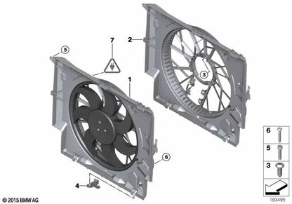 Cerco de ventilador con ventilador 600W OEM 17425A3F108 para BMW Serie 1 E87, Serie 3 E90, E91, E92, E93, X1 E84... y más. Original BMW.