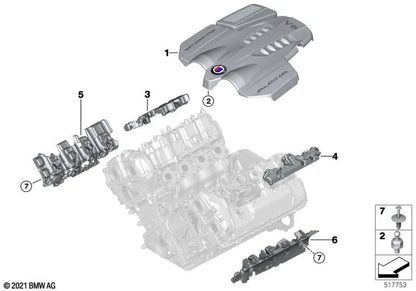 Cubierta acústica cárter cigüeñal cilindros 5-8 OEM 11149454133 para BMW G30, G31, G11, G12, G14, G15, G16, X5 G05, X6 G06, X7 G07... y más. Original BMW.