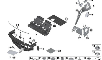Aislante acústico para tapa de servicio OEM 51487430094 para BMW i3 (I01). Original BMW.