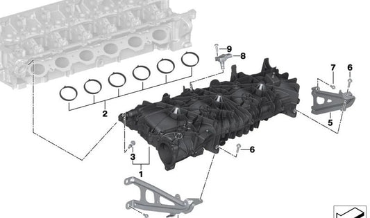 Supporto frontale OEM 11618647980 per BMW G42, G20, G21, G22, G23, G26, G30, G31, G32, G11, G12, G14, G15, G16, G01, G02, G05, G18, G06, G07, G29. BMW originale.