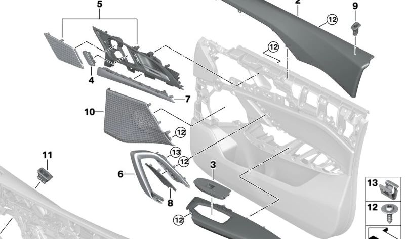 Left Door Brüstung for BMW U11, U10 (OEM 51415A6EC81). Genuine BMW