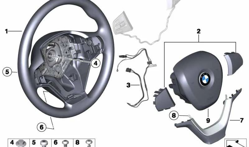 Volante deportivo de cuero OEM 32306879925 para BMW X3 (F25) y X4 (F26). Original BMW.