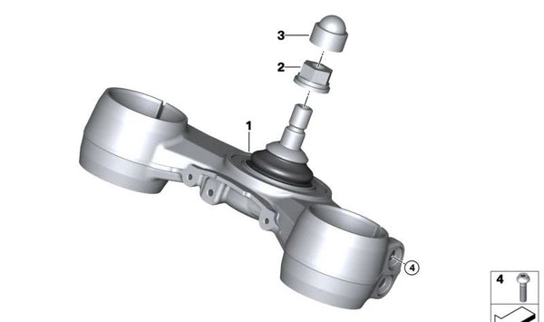 Soporte inferior horquilla OEM 31427923057 para BMW Motorrad R 1300 GS (RKA1) y R 1300 GS Adventure (RKA2). Original BMW Motorrad.