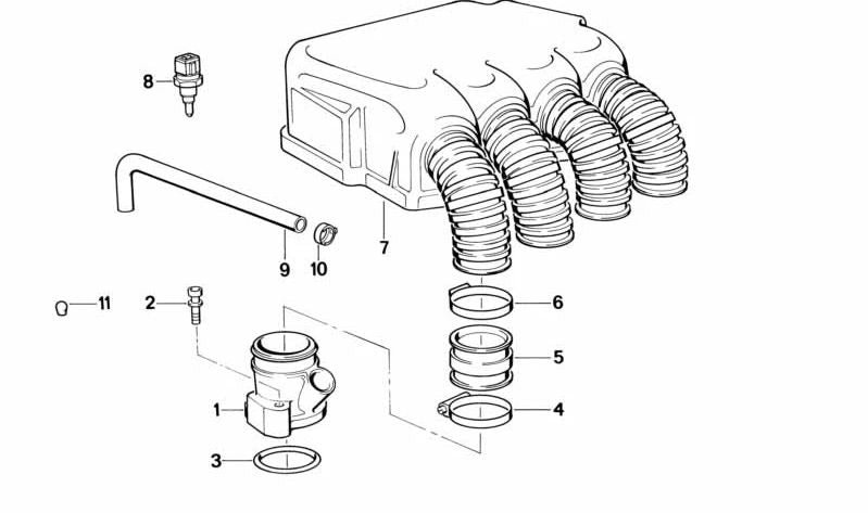 Tubuladura de aspiración OEM 11611461621 para motos BMW K1, K100 RS, K1100 LT, K1100 RS. Original BMW Motorrad.