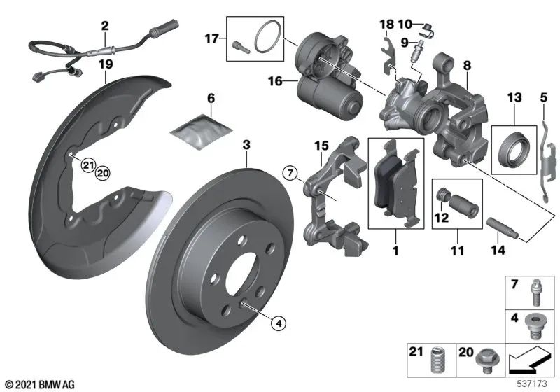 Brake Caliper Gasket Set for BMW F40 F52 F44 F45 F45N F46 F46N F48 F48N F49 F49N F39 Mini F54 F54N F55N F56E F56F F56N F57F F57N F60 F60N F65 F66 R50 R52 R53 (OEM 34216757250). Original BMW