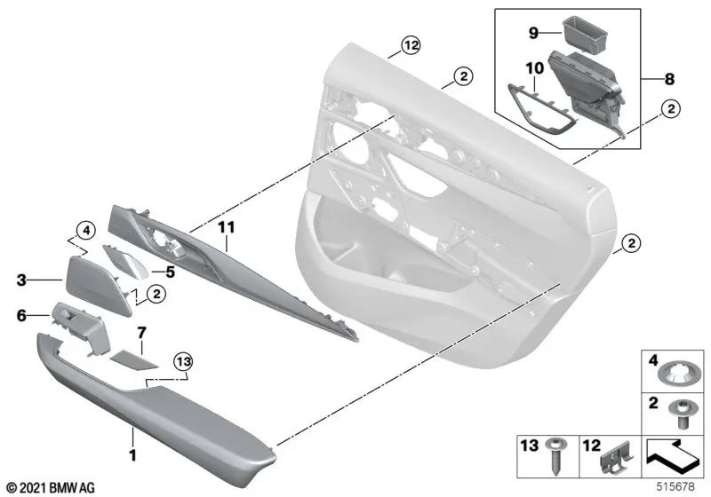Right mid-tone speaker housing for BMW 5 Series F90, G30, G31, G38 6 Series G32 (OEM 65136824626). Original BMW.