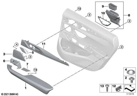 Right mid-tone speaker housing for BMW 5 Series F90, G30, G31, G38 6 Series G32 (OEM 65136824626). Original BMW.