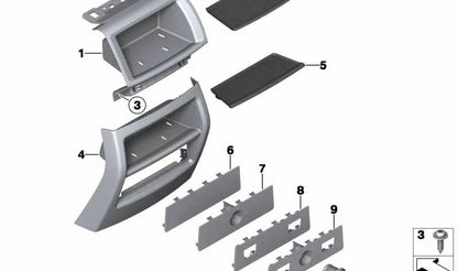 Bandeja trasera para consola central OEM 51169204245 para BMW F25, F26. Accesorio original BMW. Ideal para guardar objetos en la parte trasera de la consola central. Color negro.