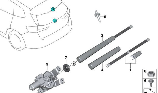 Tubo conector OEM 67637954725 para BMW {2er U06, 5er G61, i5 I20, X1 U11/U12, X3 G45, XM G09} y MINI {Countryman U25}. Original BMW y MINI.