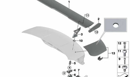 Adaptador alerón trasero derecho para BMW F32, F82 (OEM 51628064458). Original BMW