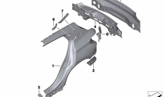 Refuerzo soporte interior piloto trasero izquierdo OEM 41007954279 para BMW X2 F39. Original BMW.