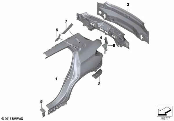 Refuerzo caja para luces traseras derecha OEM 41007954280 para BMW X2 (F39) M35i, 20d, sDrive18d... y más. Original BMW.