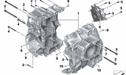 Cárter de cigüeñal OEM 11008555026 para motos BMW R1200GS, R1200RT, R1250GS, R1250RT. Original BMW Motorrad.