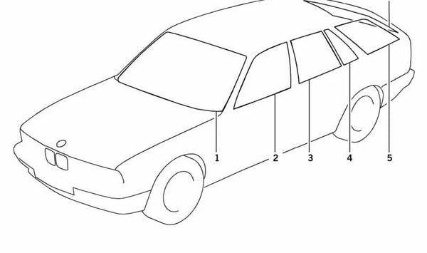 Parabrisas delantero con franja verde OEM 51318117302 para BMW E34 (Original BMW).