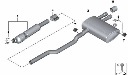 Silencieux arrière supplémentaire OEM 18308615431 pour MINI JCW F56, MINI Cabrio JCW F57, F56 LCI, F57 LCI (2015-2024). Original MINI.