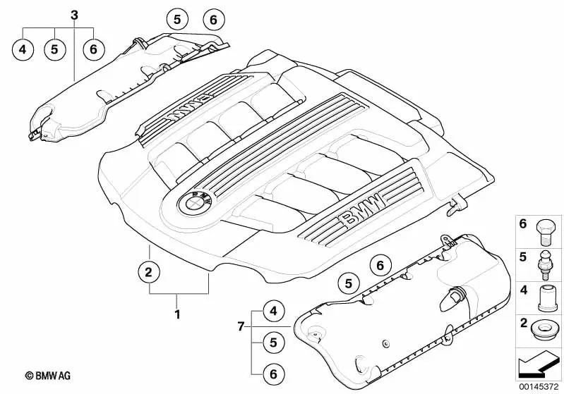 Soporte de goma para BMW Serie 7 E65 (OEM 11147794279). Original BMW