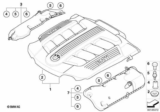 Soporte de goma para BMW Serie 7 E65 (OEM 11147794279). Original BMW