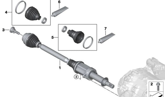 Palier delantero derecho OEM 31605A6B752 para BMW G60, G61, G68 (i5 xDrive, i5 M60 xDrive). Original BMW.