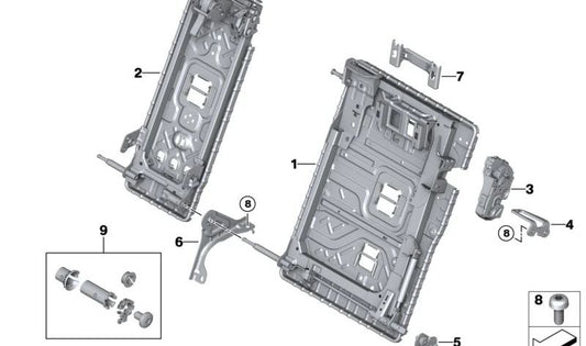 Kit de recambios asiento trasero OEM 52206994317 para BMW I20, G01, G02, G05, G06, G08, F95, F96, F97, F98, G18. Compatible con versiones M, xDrive y Competition. Original BMW.