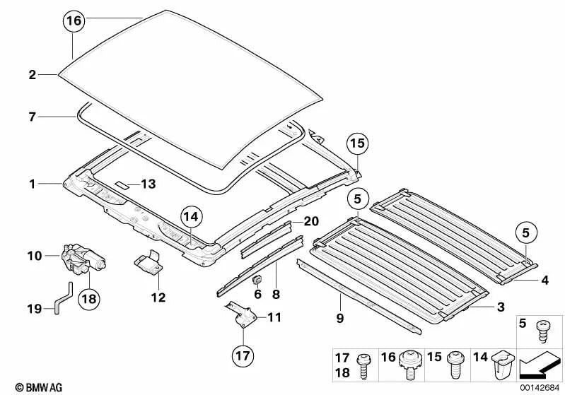 Suporte de cassete para BMW E63, E63N (OEM 54107122196). BMW original.