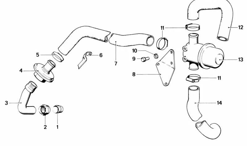 Tubo de aire OEM 11721261431 para BMW E21. Pieza del sistema de reducción de emisiones. Original BMW.