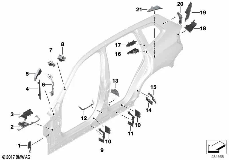 A-Pillar Trim Lower Outer Left for BMW X3 F97, G01, G08 X4 F98, G02 (OEM 41007400961). Original BMW