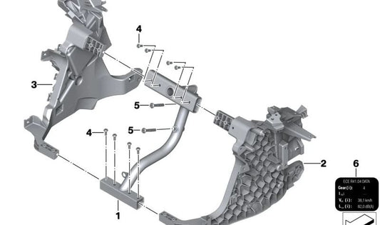 Soporte frontal central OEM 46638545153 para motos BMW C evolution (K17). Original BMW Motorrad.