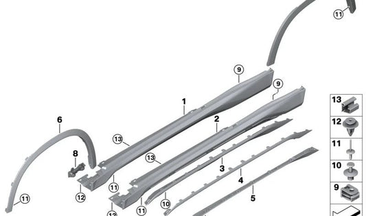 Rear left wheel arch trim for BMW X1 U11 (OEM 51779883563). Original BMW