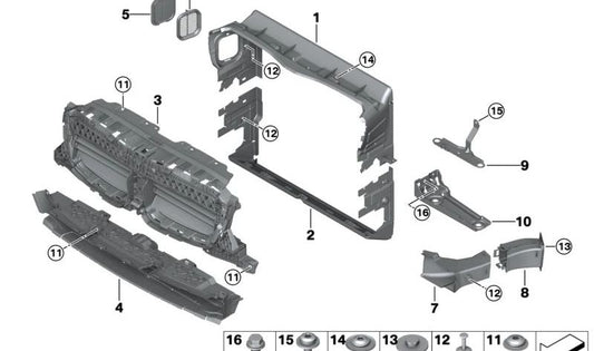 Deflector de aire superior OEM 51745A22688 para BMW X5 G05 y X6 G06. Original BMW.