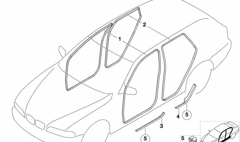 Embellecedor de entrada delantero izquierdo OEM 51478254289 para BMW X5 E53. Original BMW.