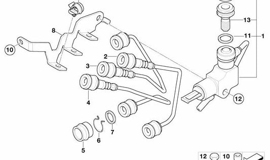 Juego de tuberías de freno traseras OEM 34517664971 para motos BMW K1200GT, K1200RS, K1200LT. Original BMW Motorrad.