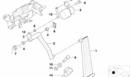 Sensor del pedal del acelerador OEM 13627786866 para BMW E39. Compatible con todos los modelos E39. Original BMW.