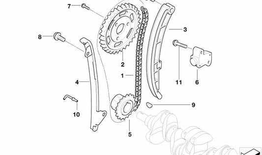 Rueda de cadena OEM 11317799418 para MINI R50 One D (2003-2006). Original MINI.
