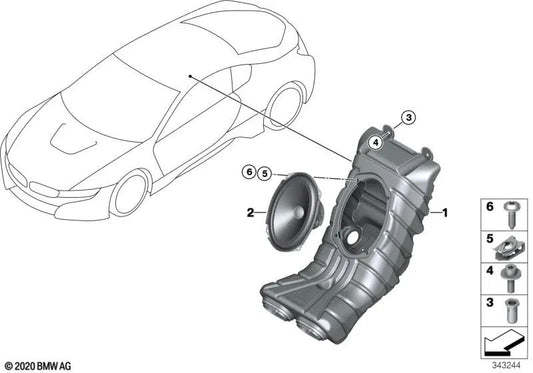 Niederfrequenzlautsprecher für BMW I01, I01N, I12, I12N (OEM 65139285272). Original BMW