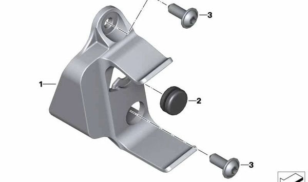 Soporte derecho OEM 46637710458 para BMW Motorrad K 1600 GT, K 1600 GTL y K 1600 GTL Exclusive. Original BMW Motorrad.