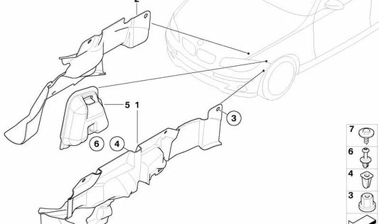 Cubierta aislamiento diésel derecha OEM 51717143854 para BMW E90, E90N, E91, E91N, E92, E92N. Pieza original BMW. Ideal para solucionar ruidos o proteger el compartimento del motor en modelos diésel.