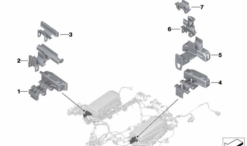 Soporte sujeción cableado motor (Banco 2) OEM 12528653745 para BMW G12 M760Li xDrive. Original BMW.