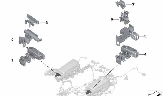 Soporte sujeción cableado motor (Banco 2) OEM 12528653745 para BMW G12 M760Li xDrive. Original BMW.
