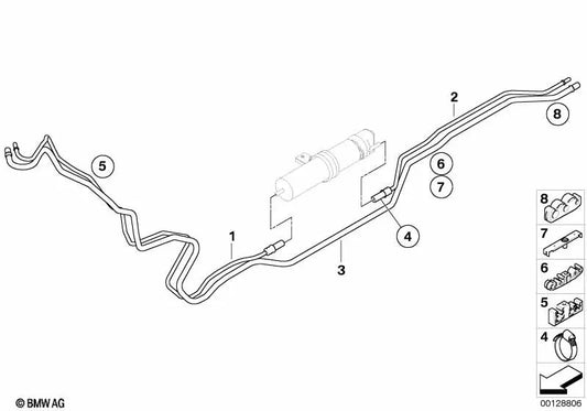 Frontversorgungsrohr für BMW E60, E60N, E61, E61N (OEM 16127176868). Original BMW