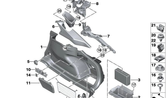 Compartimento derecho maletero OEM 51477942944 para BMW 4er G26, G26N. Original BMW.