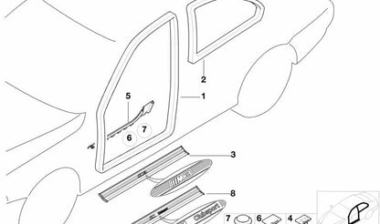 Moldura de umbral derecha OEM 51478151392 para BMW E36. Original BMW.