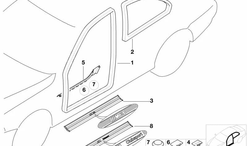 Embellecedor derecho para estribo OEM 51478151396 para BMW Serie 3 E36 (todos los modelos compatibles). Original BMW.