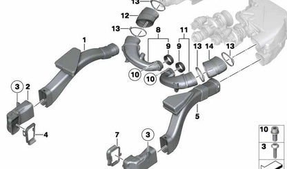 Air duct OEM 13717624031 for BMW 5 Series (F07, F10, F11), 6 Series (F12, F13). Original BMW.