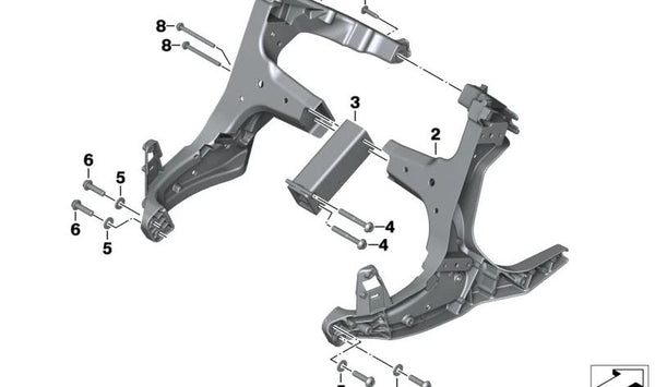 Soporte revestimiento frontal derecho OEM 46638529330 para BMW Motorrad R 1200 RT, R 1250 RT. Original BMW Motorrad.