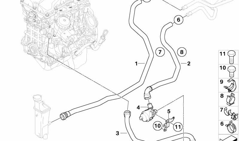 Manguito calefacción (bomba de agua adicional) OEM 64216939213 para BMW Z4 E85. Original BMW.