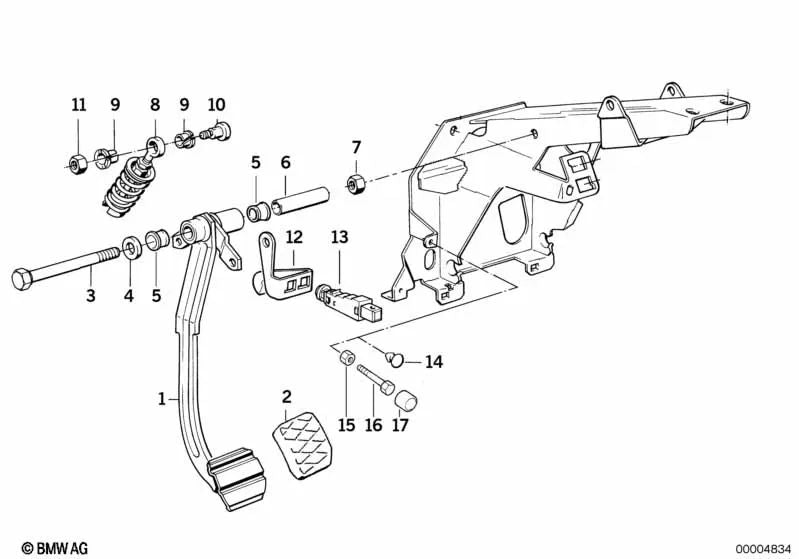 Adjusting screw for BMW 3 Series E30, 5 Series E28, E34, 6 Series E24, 7 Series E23, E32, 8 Series E31 (OEM 35311150407). Original BMW.