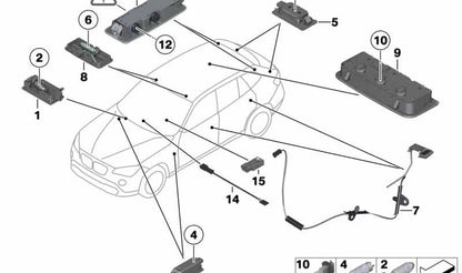 Luz de maneta puerta izquierda OEM 63317181313 para BMW E90, E90N, E91, E91N, E84. Iluminación original para tirador de puerta. Recambio original BMW.