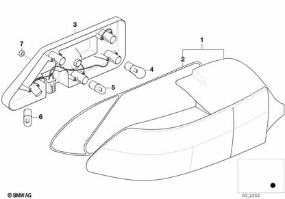 Left rear light, white indicator for BMW F30, F32, F80 (OEM 63212695039). Original BMW.