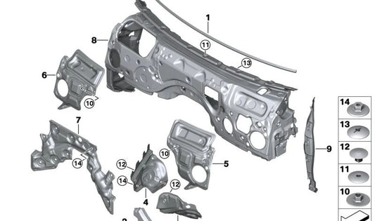 Front right wheel arch sound insulation for BMW G26E, G26F (OEM 51487946070). Original BMW
