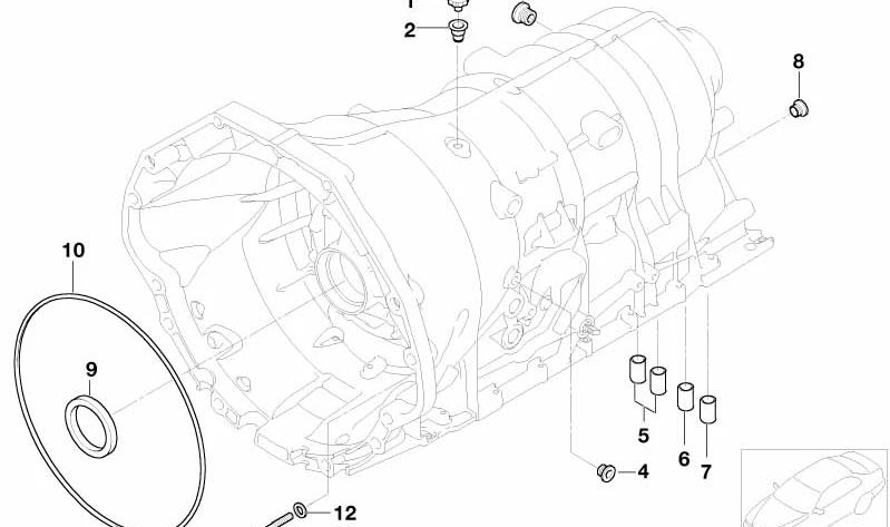 Retén de cárter OEM 24107520715 para BMW E90, E91, E92, E93, E60, E61, E63, E64, E65, E66, F01, F02, E83, E53, E70, E71. Original BMW.
